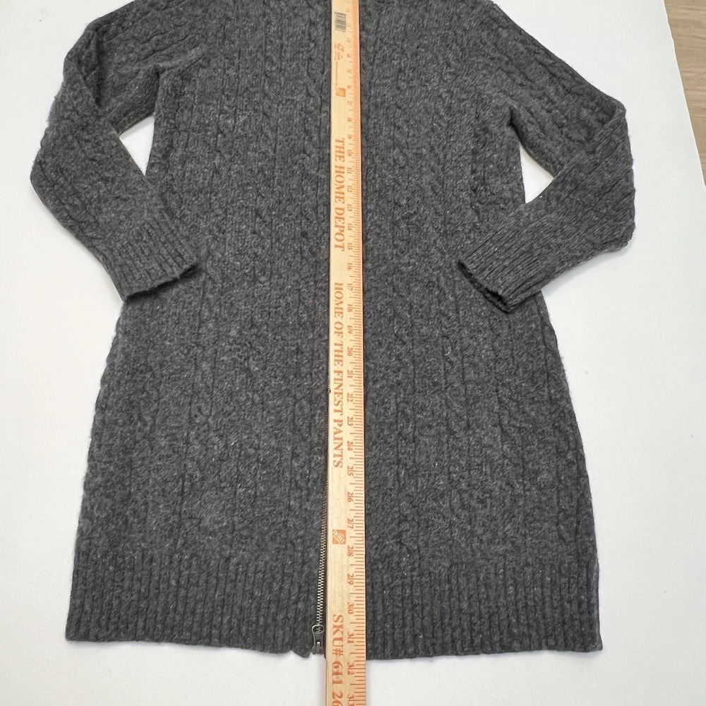 Vtg Y2K Old Navy Cable Knit Sweater Dress Wool Blend Grey Hooded Full Zip XL - Picture 3 of 10